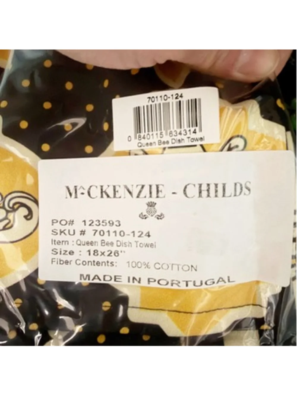 MacKenzie-Childs Queen Bee Dish Towel & Mary Lake Thompson Flour Sack Cotton NWT